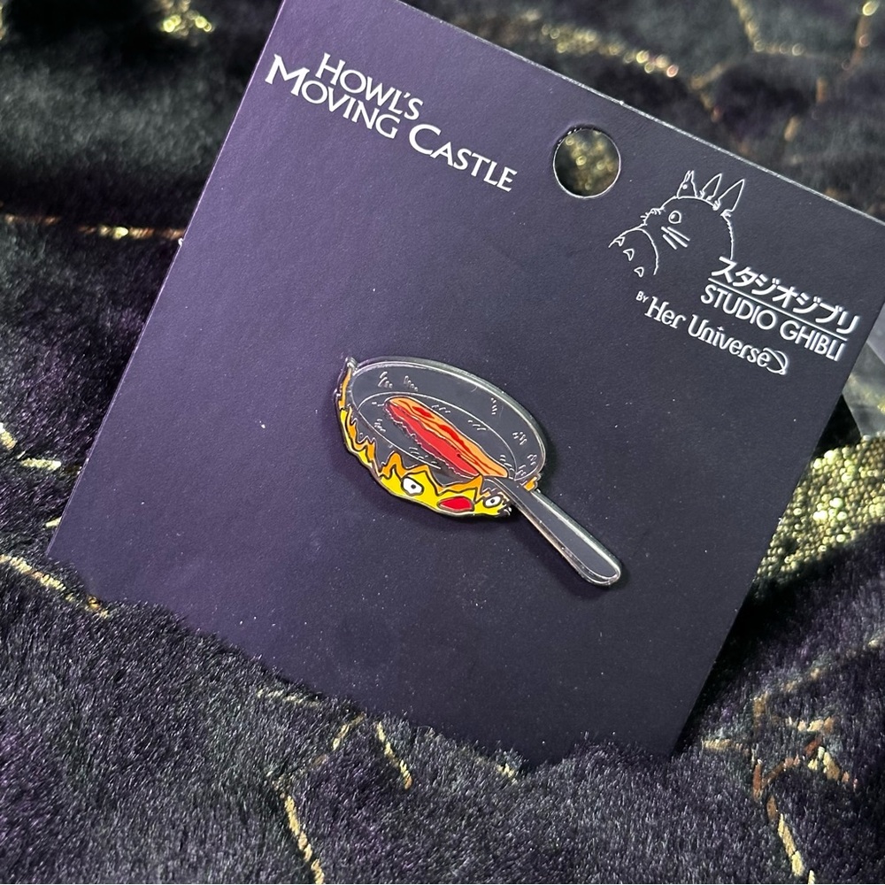 Studio Ghibli Howl’s Moving Castle Calcifer Cooking Bacon Enamel Pin NWT